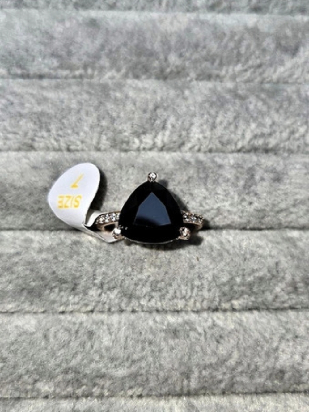 New Size 7 Black Onyx Cubic Zirconia Illuminated Moments Rose Gold Plated Ring